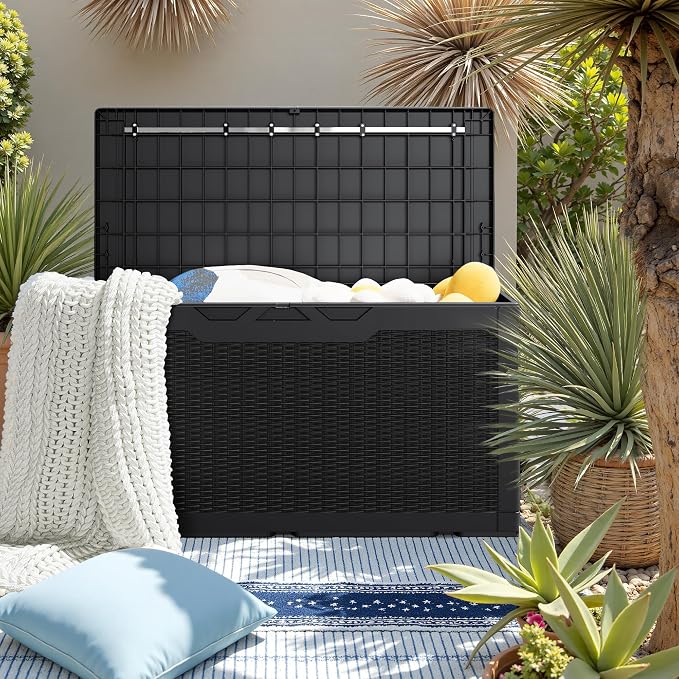 JUMMICO 100 Gallon Resin Deck Box, Waterproof Outdoor Storage Box - Image 6