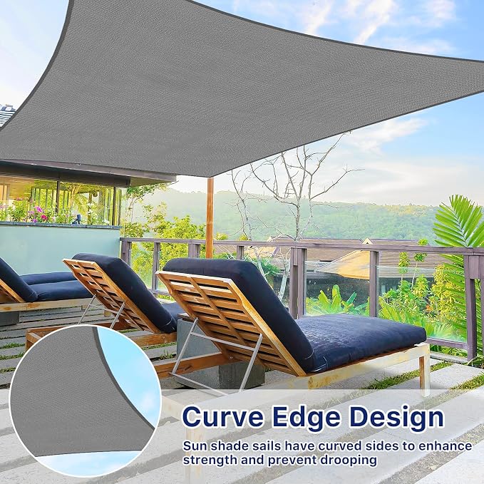 10'x13' Sun Shade Sail, UV Protection Outdoor Shade, Curved Tear Resistant - Image 5