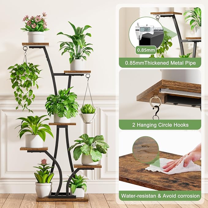 Plant Stand with Grow Light for Indoor Plants, 6 Tiered Metal Plant Shelf - Image 3