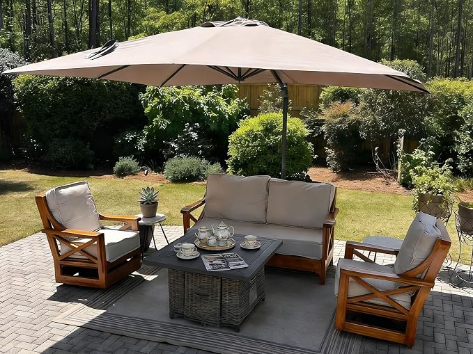 PURPLE LEAF Patio Umbrella 10' X 13' Rectangle Cantilever Umbrella by Unknown