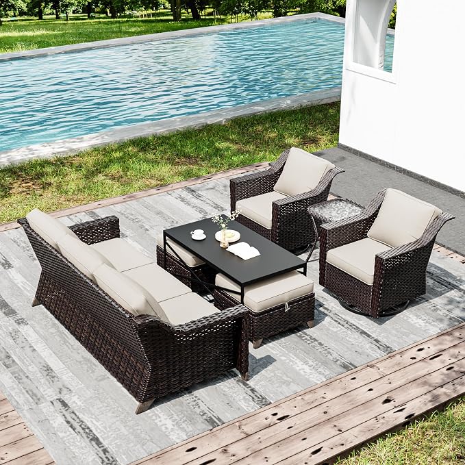 Joyside Wicker Patio Furniture Sets, 7 Pieces Upgraded Large Size Outdoor - Image 6