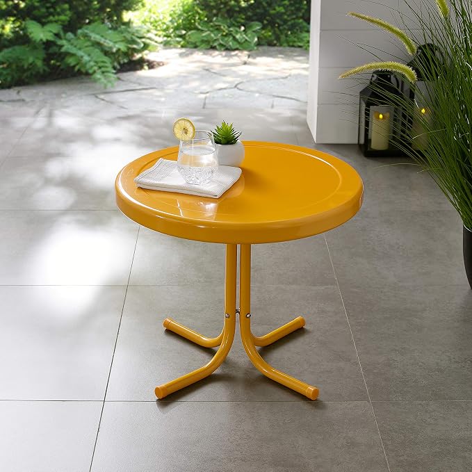 Crosley Furniture Griffith Weather Resistant Retro Metal Outdoor Side Table - Image 9
