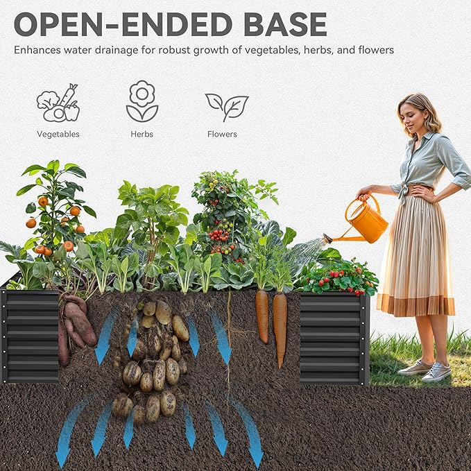 YITAHOME 8x4x2 ft 4pcs Galvanized Raised Garden Bed Kit, Large Metal Planter Box - Image 4