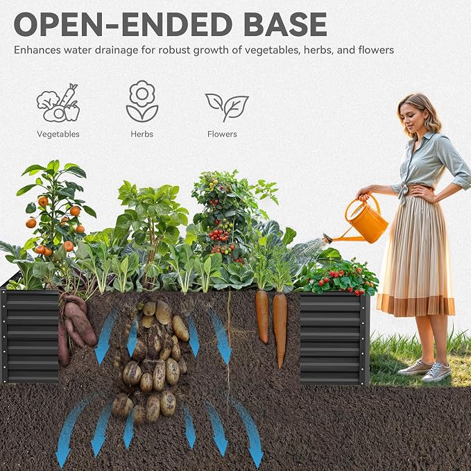 YITAHOME 8x4x2 ft 2pcs Galvanized Raised Garden Bed Kit, Large Metal Planter Box - Image 4