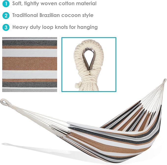 Sunnydaze Double Brazilian Cotton Hammock - Image 2