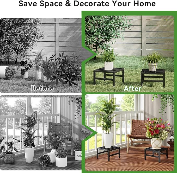 IBUYKE 2 Pack Metal Plant Stand Indoor Outdoor, Heavy Duty Small Flower Pot - Image 5