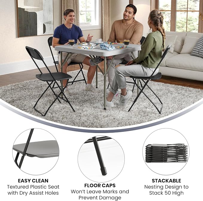 Flash Furniture Hercules Set of 10 Indoor/Outdoor Heavy-Duty Plastic Folding - Image 5