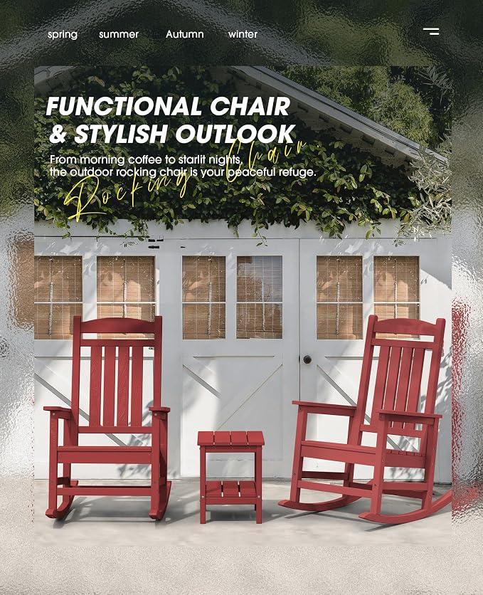 KINGYES Outdoor Rocking Chair Set of 2, High Density Polyethylene Patio Rocking - Image 5