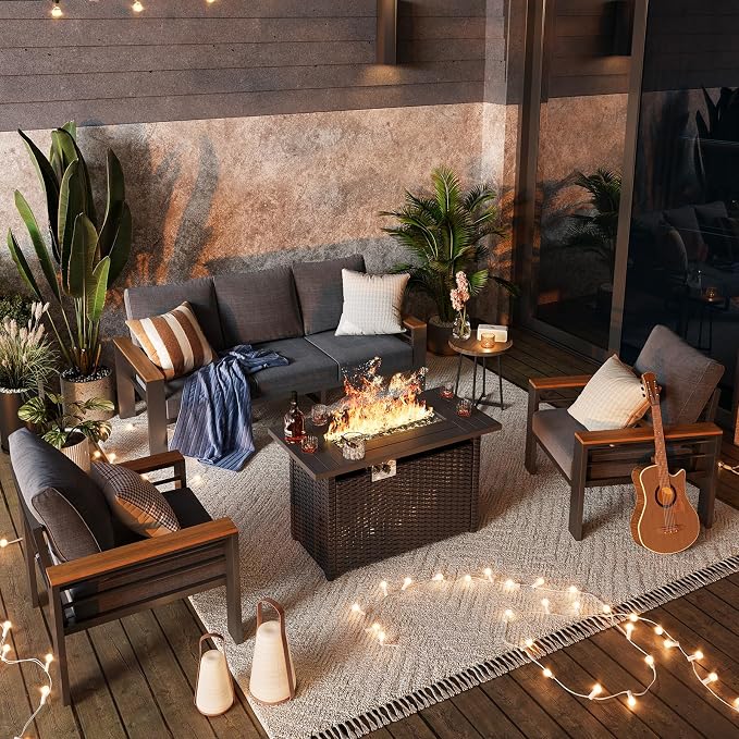Aoxun Aluminum Outdoor Patio Furniture Set, 6-Piece Outdoor Sectional - Image 2