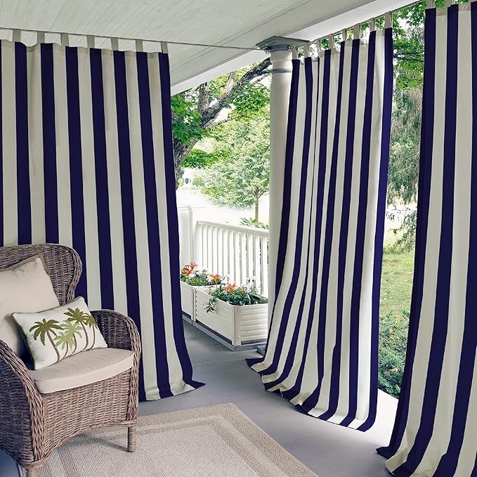 Elrene Home Fashions Highland Stripe Indoor/Outdoor Curtain Panel, 50 inches X by ElreneHomeFashions