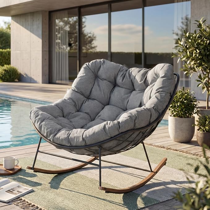Grand patio Outdoor Rocking Chair, E-Coated Modern Cozy Lounge Rocker Chair - Image 7