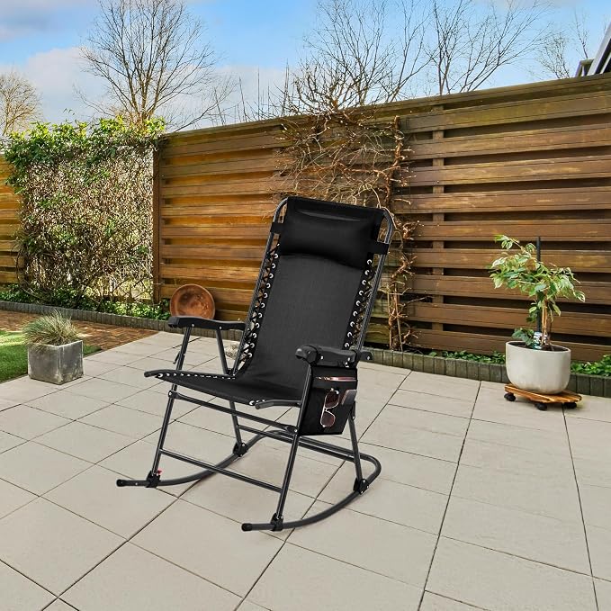 Yaheetech 26in Rocking Chair Outdoor Zero Gravity Folding Chairs Rocking Chairs - Image 6