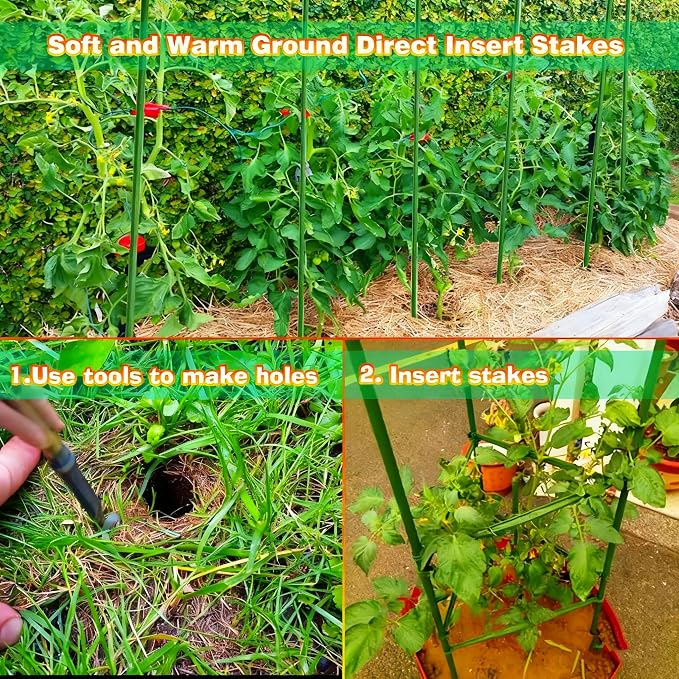 Xiny Tool Garden Stakes, 15 Pack 8 FT Steel Plant Garden Tomato Stakes - Image 4