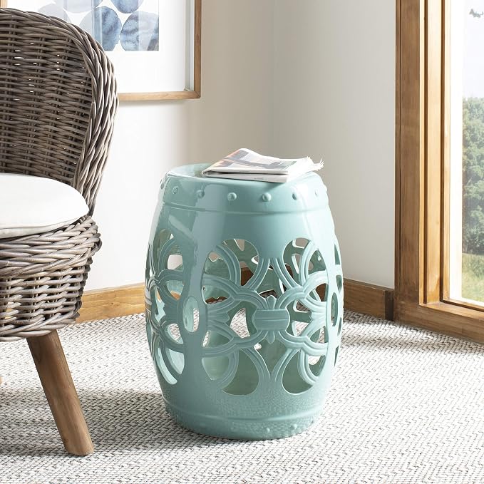 Safavieh Imperial Vine Ceramic Decorative Garden Stool, Light Blue - Image 2