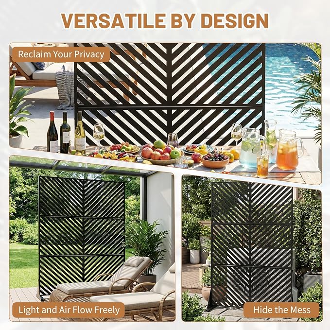 VINGLI Privacy Fence Panels, 72H’’ x 47W’’ Metal Privacy Screen Freestanding - Image 3