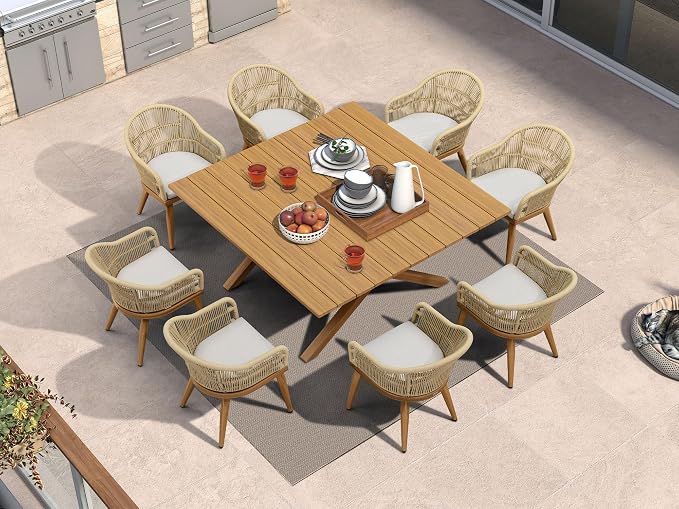 PURPLE LEAF 9 Pieces Patio Dining Set by PURPLELEAF