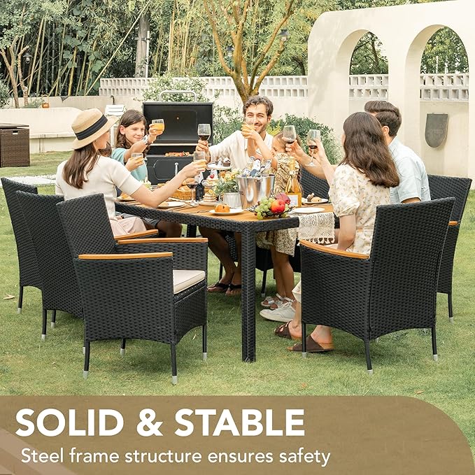 Devoko Outdoor Patio Dining Sets 9 Pieces Wicker Outdoor Dining Table and - Image 7