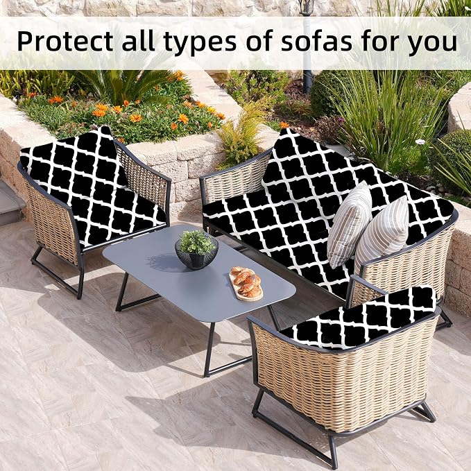 8Pcs Stretch Patio Cushion Covers, Outdoor Couch Covers Replacement, Outdoor - Image 4