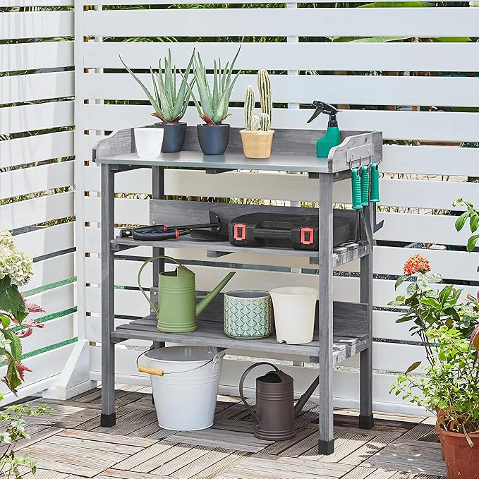 Yaheetech Garden Potting Table Horticulture Potting Bench w/Storage Shelf - Image 2