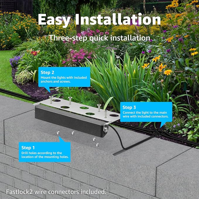 SUNVIE 8-Pack 7 Inch Retaining Wall Lights 5W LED Waterproof Hardscape Lighting - Image 6