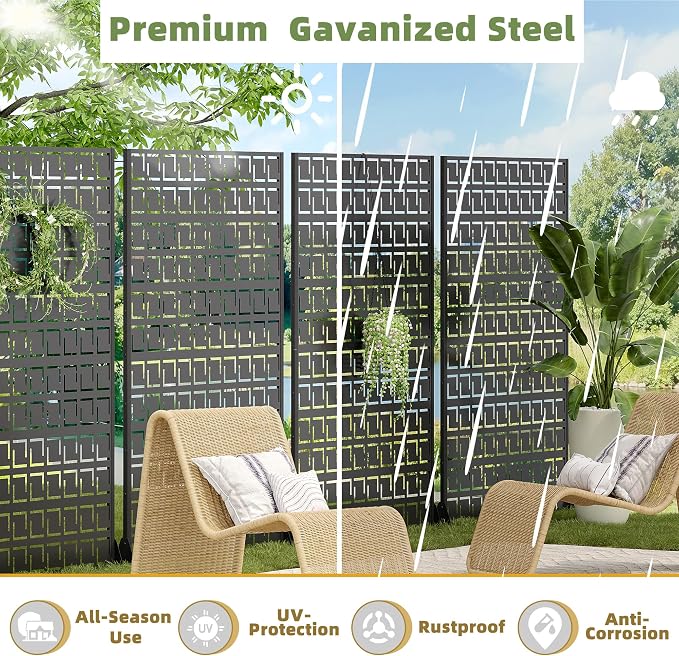 Casaphoria 72" H x 47" W Metal Privacy Screen, Outdoor Freestanding Decorative - Image 4
