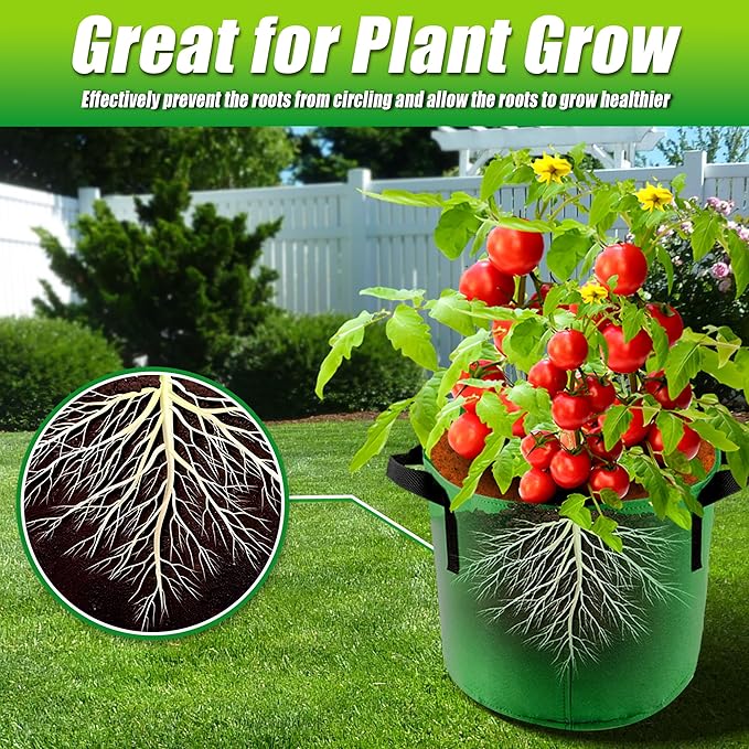 5 Gallon Grow Bags, 7 Pack Colorful Fabric Plant Pots - Image 4