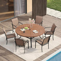VICLLAX Patio Table and Chair Set of 6, All Weather Metal Round Outdoor Dining by HOME