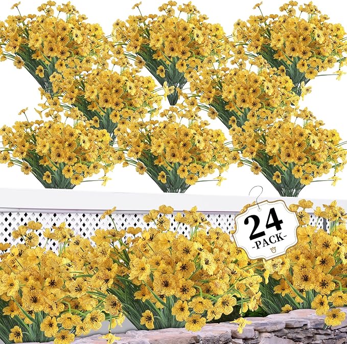 24 Yellow Bundles Artificial Flowers by ColoPlay