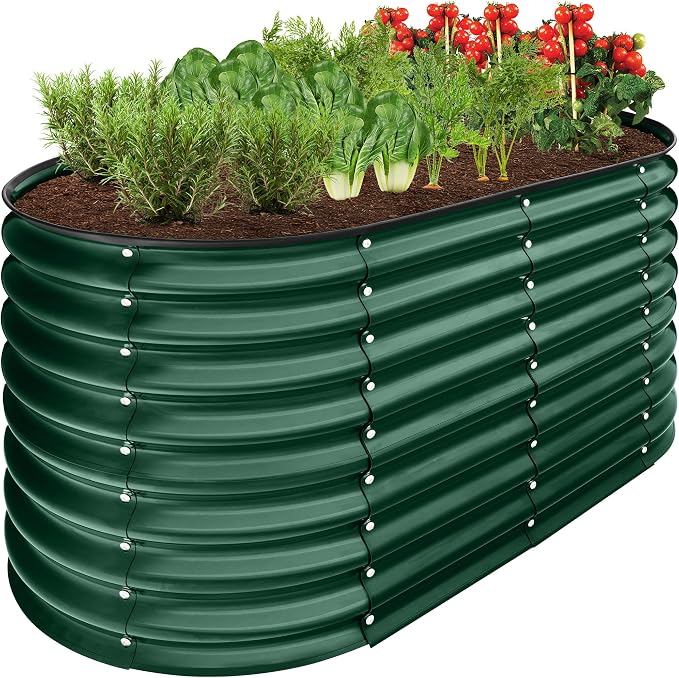 Best Choice Products 4x2x2ft Outdoor Metal Raised Garden Bed, Oval Deep Root by BestChoiceProducts