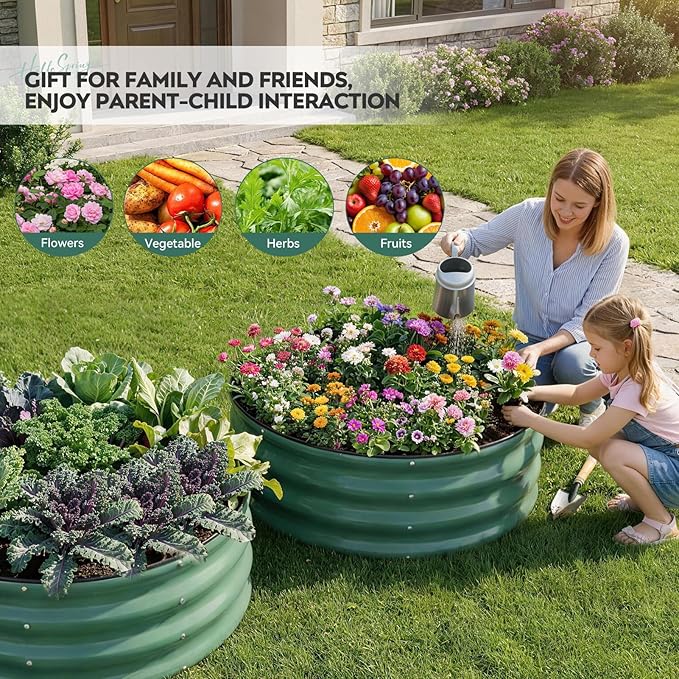 ZORMY Galvanized Raised Garden Bed Outdoor, Round Metal Planter Boxes 2 Pcs - Image 8