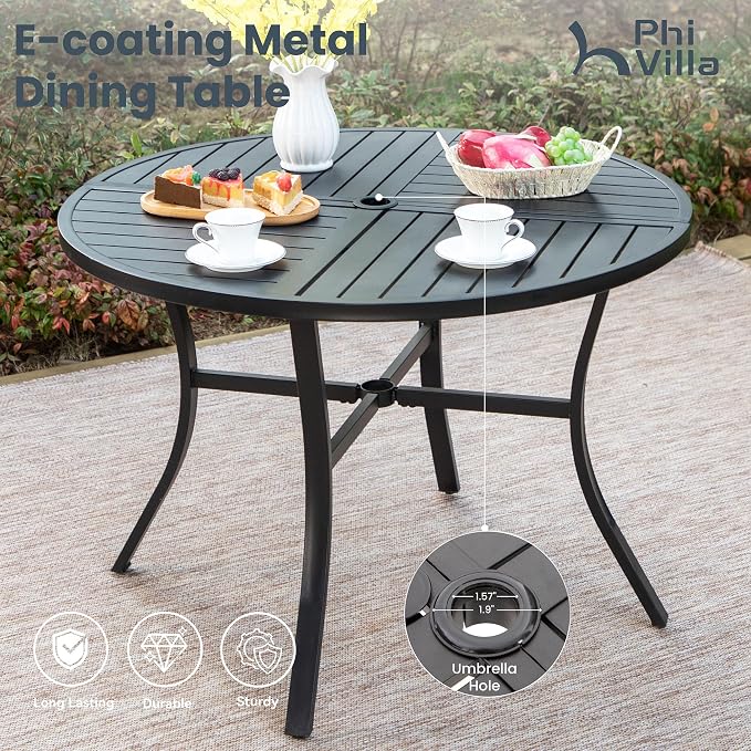 PHI VILLA 5 Pieces Outdoor Patio Dining Set - Image 5