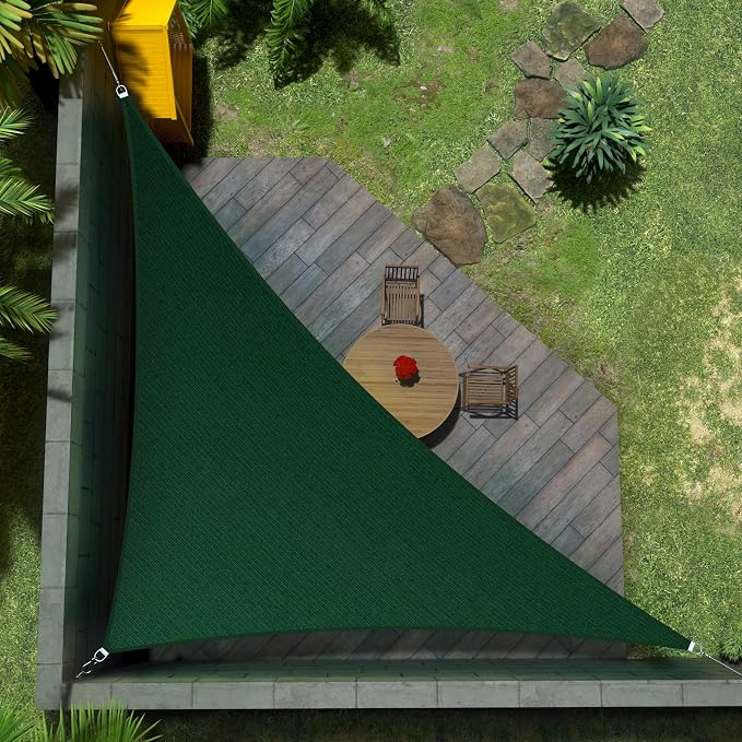 Amgo Custom Size 13' x 15' x 19.8' Green Right Triangle Sun Shade Sail Order to by Amgo