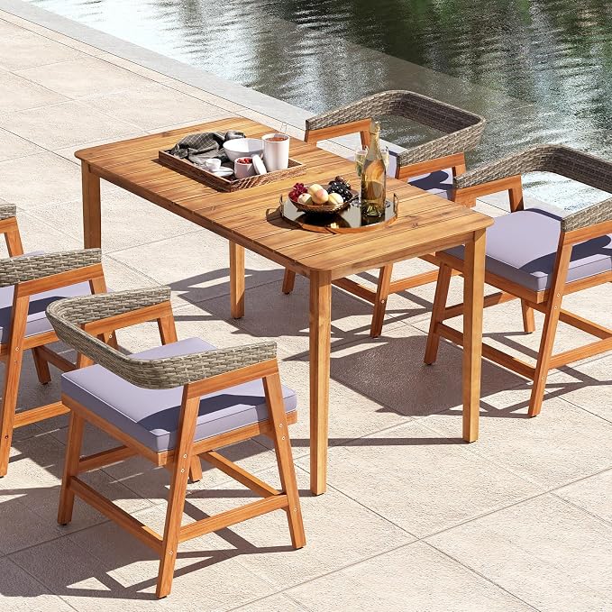 Tangkula 54" Acacia Wood Patio Dining Table - Image 8