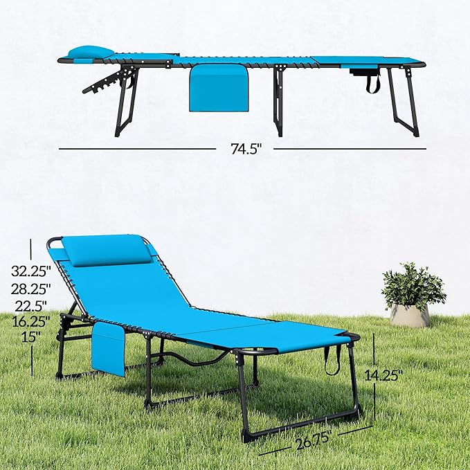Outsunny 2 Piece Folding Chaise Lounge - Image 3
