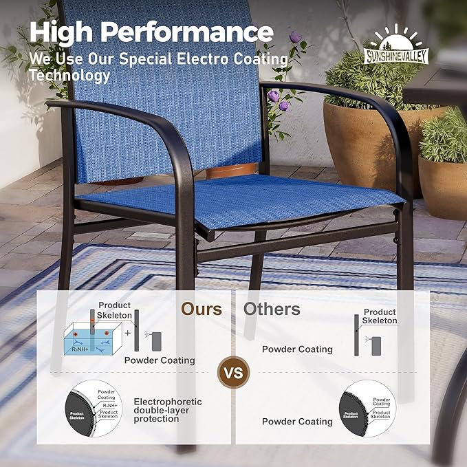 5 Piece Patio Dining Set for 4, Outdoor Table and Chairs Set for Lawn Backyard - Image 3