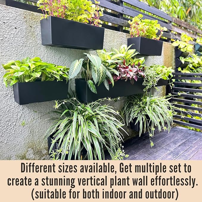 LaLaGreen Wall Planters for Outdoor Black Self Watering System Hanging Plant - Image 5