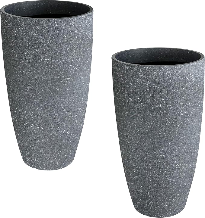 2 Packs 21 inch Tall Planter, Indoor Outdoor Round Planter by Goldshire