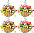 4 Pack 14 Inch Hanging Baskets for Plants Outdoor Metal Hanging Planter Hanging by Qusuxi