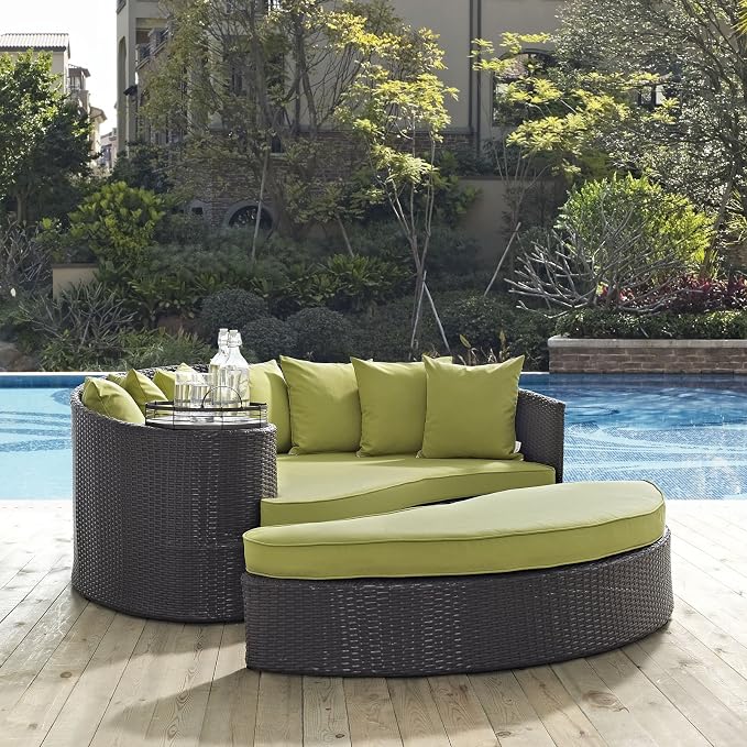 Modway Convene Wicker Rattan Outdoor Patio Poolside Sectional Sofa Daybed - Image 2