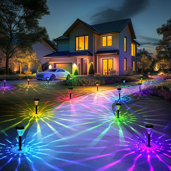 Solar Pathway Lights Outdoor Waterproof 16 Pack Color Changing Garden Light - Image 8