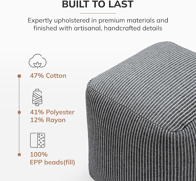 Anji Mountain 100% Handmade & Handcrafted Comfortable Home Décor Pouf Ottoman - Image 6