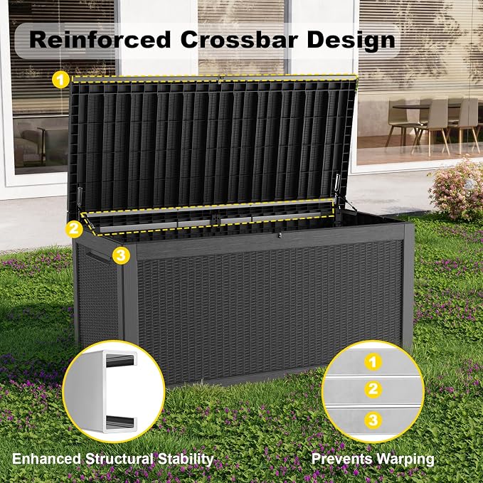ROJIK Outdoor Storage Housing Deck Box, Waterproof Patio Furniture, Garden Tools - Image 4