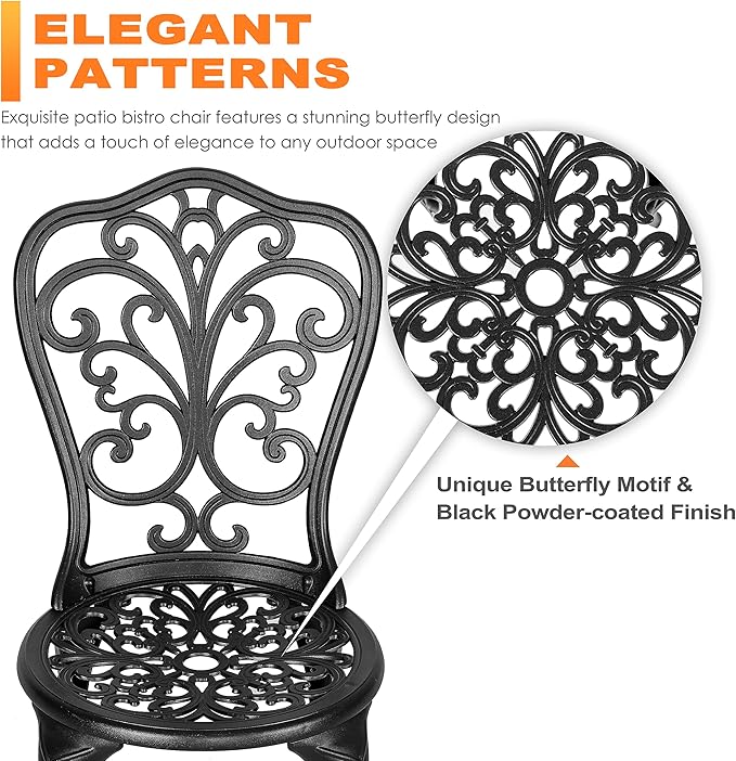 NUU GARDEN 3 Piece Outdoor Bistro Table Set, All Weather Cast Aluminum Patio - Image 5