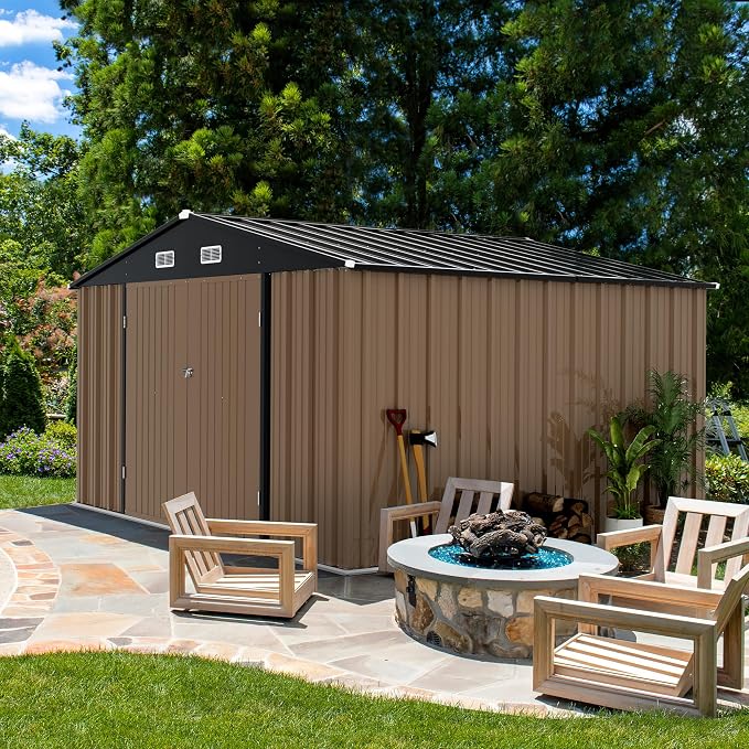 Devoko 10 x 8 FT Outdoor Storage Shed, Metal Garden Sheds & Outdoor Storage - Image 2