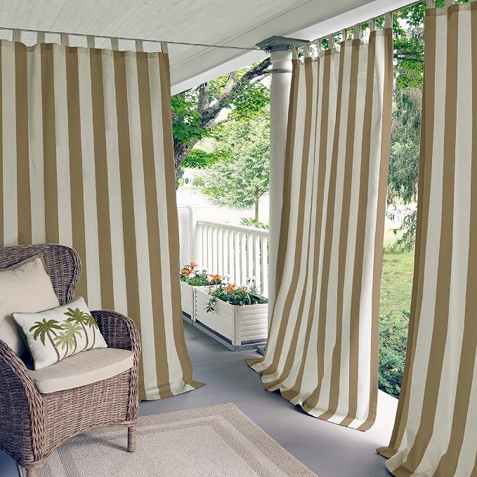 Elrene Home Fashions Highland Stripe Indoor/Outdoor Curtain Panel, 50 inches X by ElreneHomeFashions