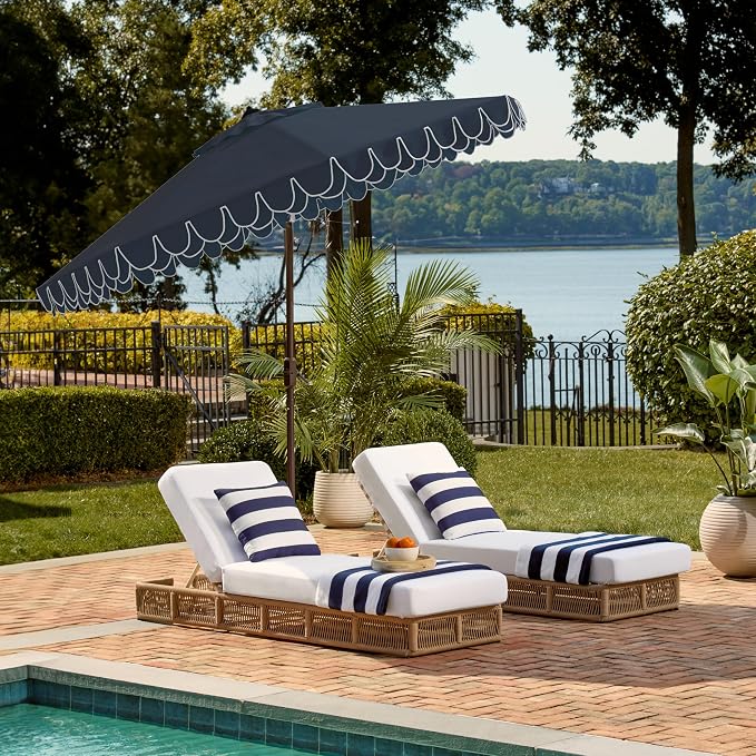 SAFAVIEH 9ft Outdoor Patio Umbrella, Auto Crank Tilt, UV Resistant - Image 8