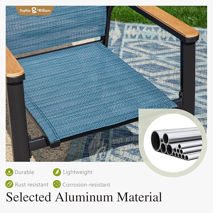 Sophia & William Patio Dining Set 5 Pieces, 4 Stackable Aluminum Textilene - Image 3