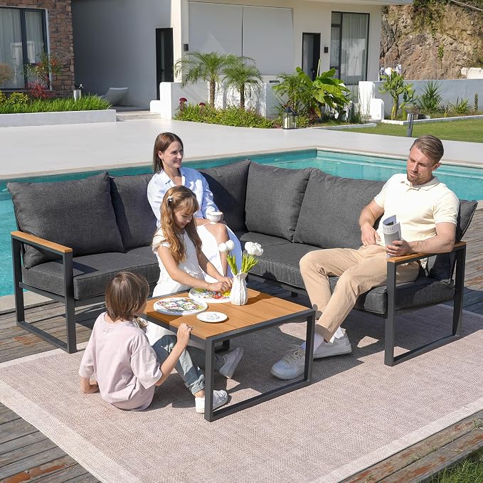 Metal Patio Furniture Set, 6 Pieces Outdoor Sectional Sofa Set - Image 3