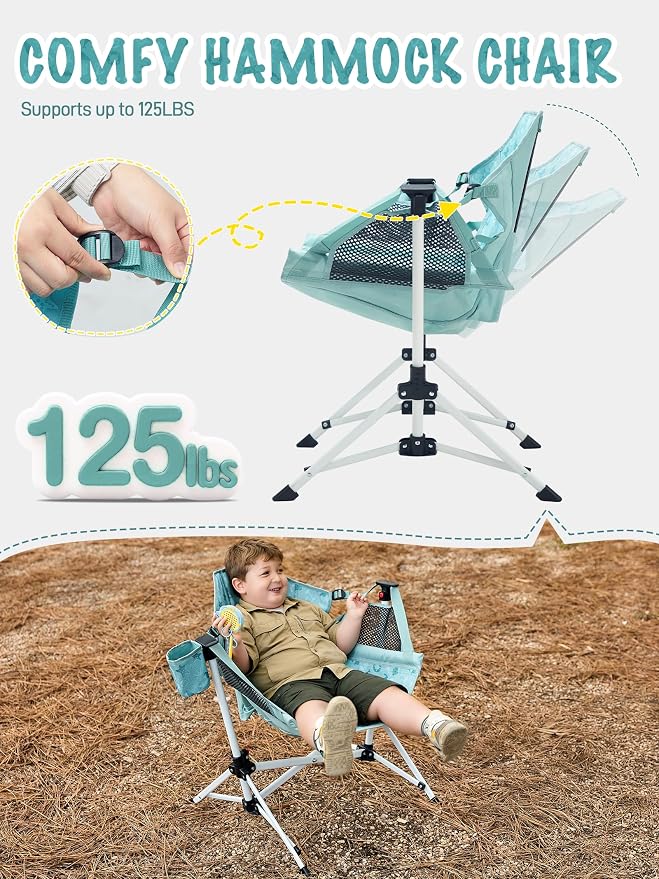 EVER ADVANCED Kids Hammock Chair Foldable, Kids Camping Chair - Image 5