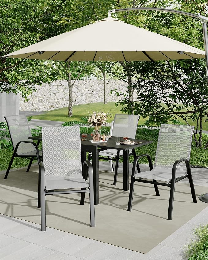 Outdoor Stackable Dining Chairs Set of 4, High-Back Patio Stacking Chairs - Image 3